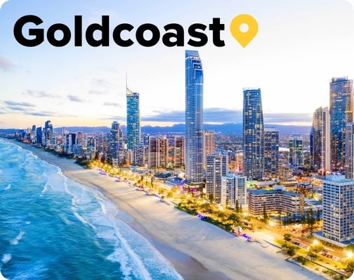 Gold Coast skyline at dusk Queensland Australia 